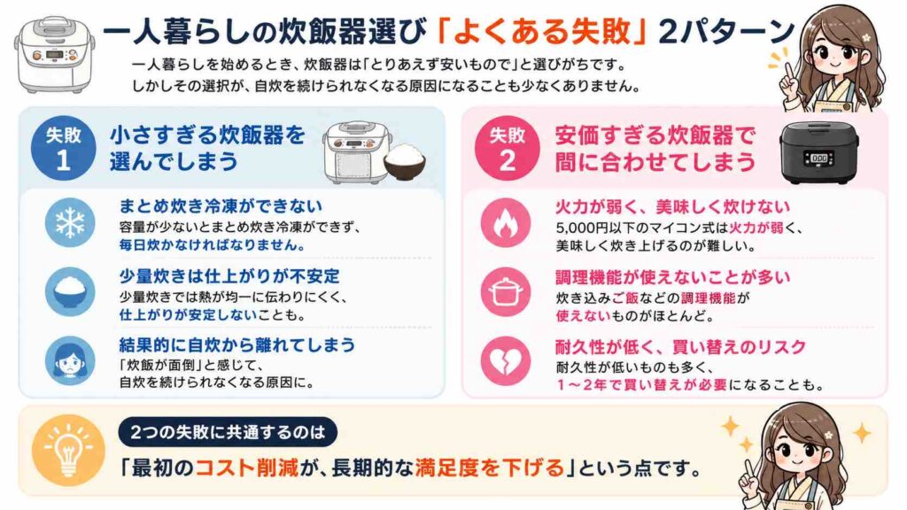 一人暮らしの炊飯器選び「よくある失敗」2パターン