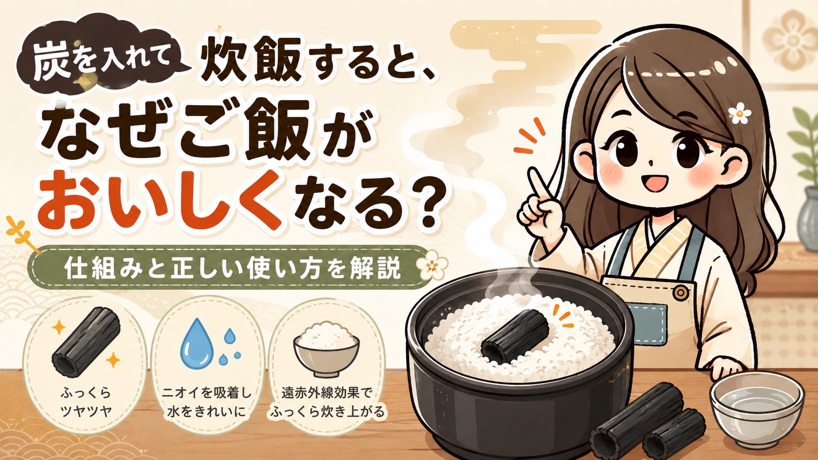 炭を入れて炊飯すると、なぜご飯がおいしくなる?仕組みと正しい使い方を解説